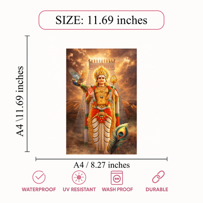 Smeeps Lord Murugan A4 Wall Poster Set – 29.7 × 21 cm (11.69 × 8.27 Inch) Premium Art Print | 300 GSM Thick Paper | NOT GUMMING | Waterproof UV Resistant Wash Proof | Pack of 10