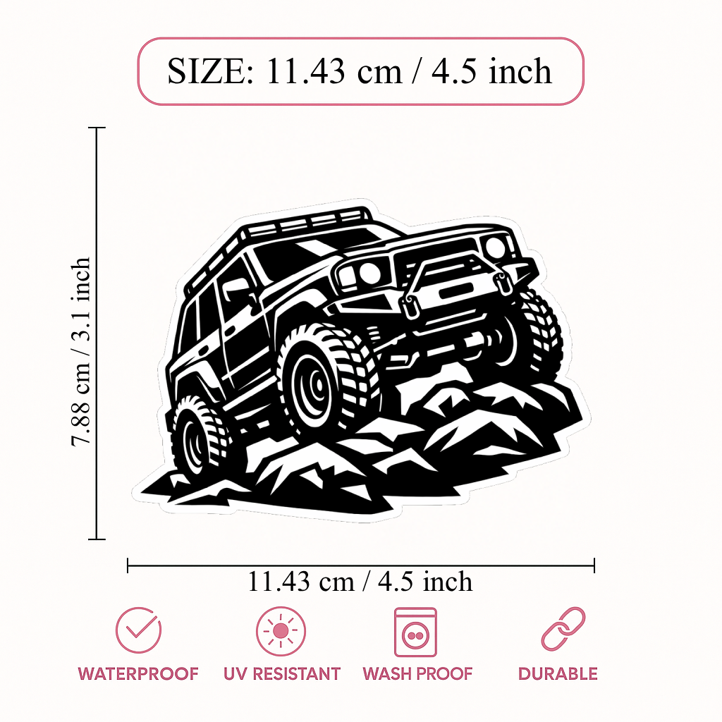 Smeeps Off Road SUV Vinyl Sticker – 11.43 × 7.88 cm (4.5 × 3.1 Inch) Waterproof 4x4 Adventure Car Sticker | UV Resistant Off-Road Jeep Decal | Pack of 1