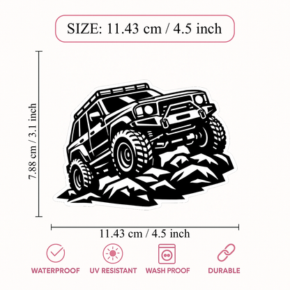 Smeeps Off Road SUV Vinyl Sticker – 11.43 × 7.88 cm (4.5 × 3.1 Inch) Waterproof 4x4 Adventure Car Sticker | UV Resistant Off-Road Jeep Decal | Pack of 1