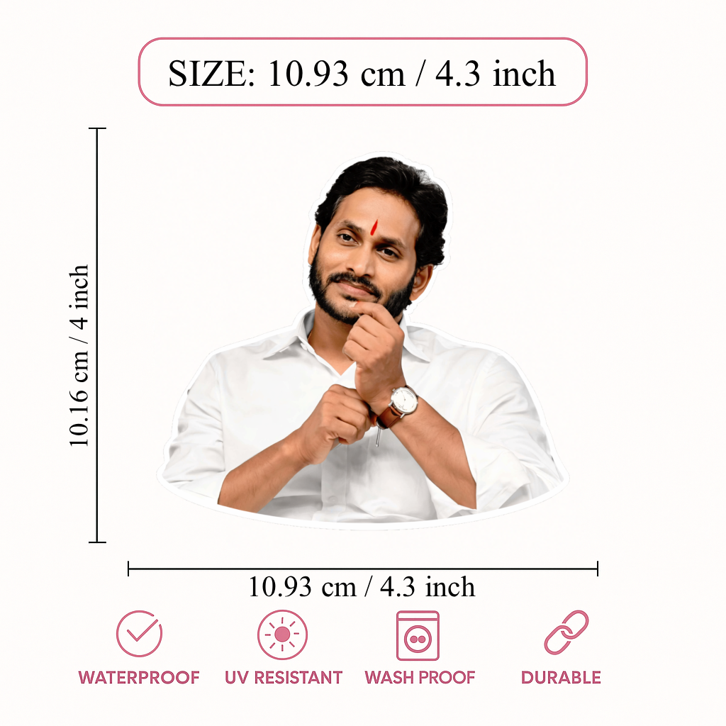Smeeps Political Leader Portrait Vinyl Sticker – 10.93 × 10.16 cm (4.3 × 4 Inch) Premium Car Bike Laptop Sticker | Waterproof UV Resistant Wash Proof | Pack of 1