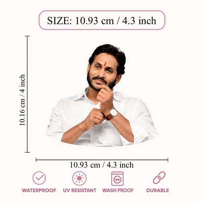 Smeeps Political Leader Portrait Vinyl Sticker – 10.93 × 10.16 cm (4.3 × 4 Inch) Premium Car Bike Laptop Sticker | Waterproof UV Resistant Wash Proof | Pack of 1