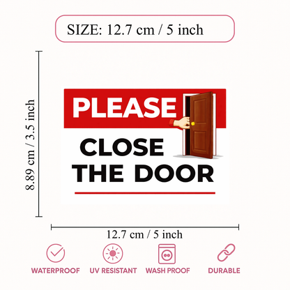 Smeeps Please Close The Door Instruction Sticker – 12.7 × 8.89 cm (5 × 3.5 Inch) Door Reminder Vinyl Sign | Waterproof UV Resistant Wash Proof Durable