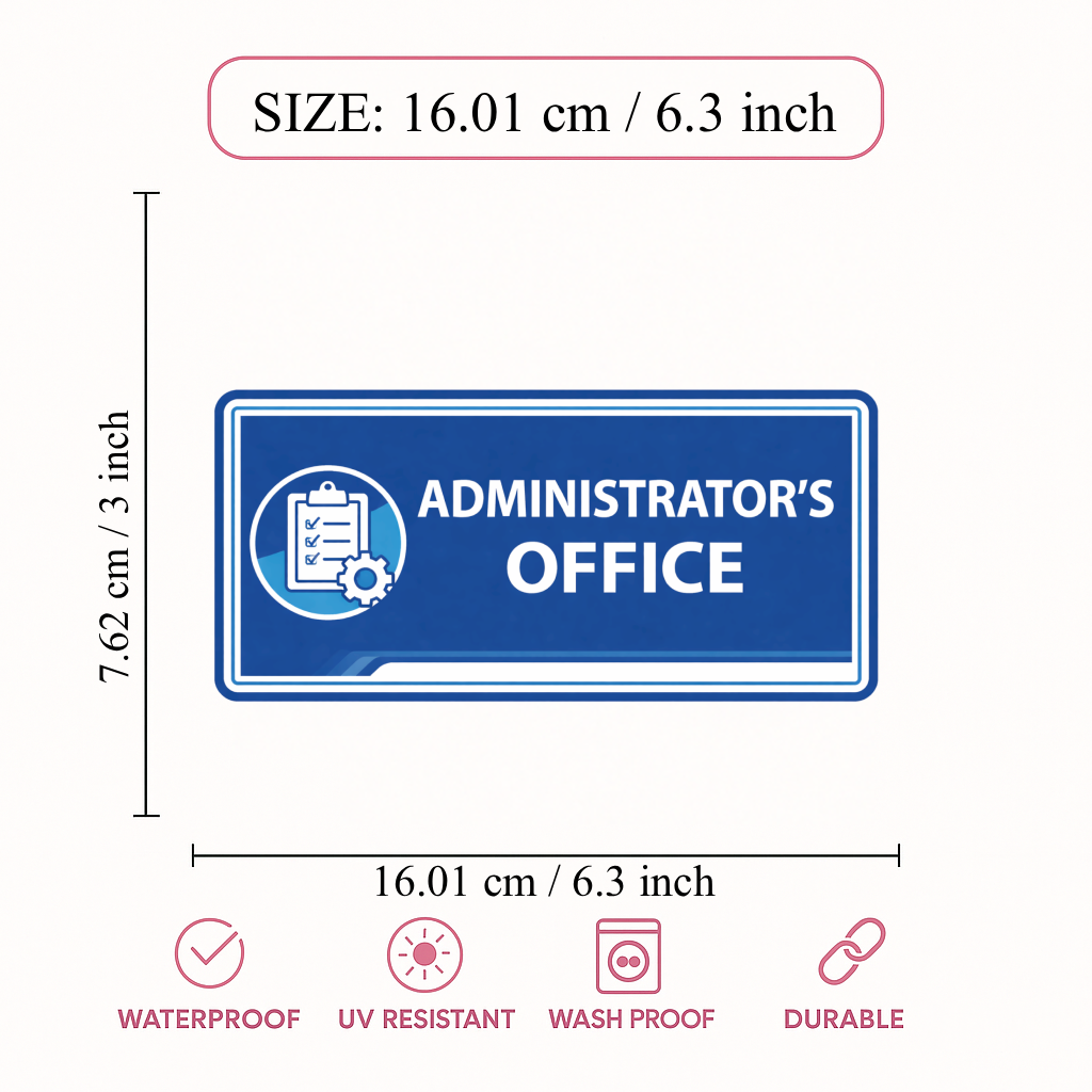 Smeeps Administrator’s Office Name Plate Sticker – 16.01 × 7.62 cm (6.3 × 3 Inch) Professional Office Door Vinyl Label | Waterproof UV Resistant Wash Proof