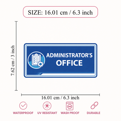 Smeeps Administrator’s Office Name Plate Sticker – 16.01 × 7.62 cm (6.3 × 3 Inch) Professional Office Door Vinyl Label | Waterproof UV Resistant Wash Proof