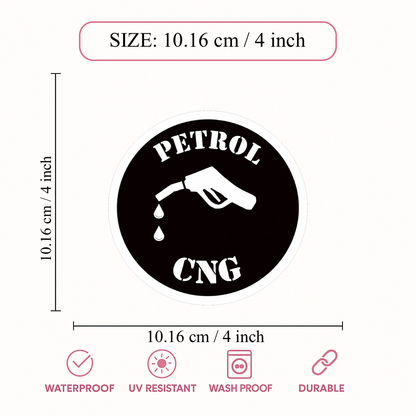 Smeeps Petrol CNG Fuel Type Sticker – 10.16 × 10.16 cm (4 × 4 Inch) Waterproof Vinyl Fuel Lid Decal for Car, Bike & Vehicle | Fuel Indicator Sticker | Pack of 1