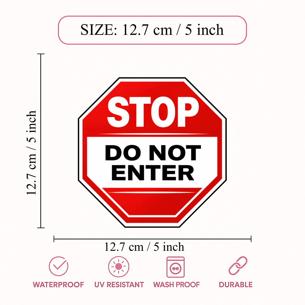 Smeeps Stop Do Not Enter Safety Sign Sticker – 12.7 × 12.7 cm (5 × 5 Inch) Octagon No Entry Warning Vinyl Sign | Waterproof UV Resistant Wash Proof Durable