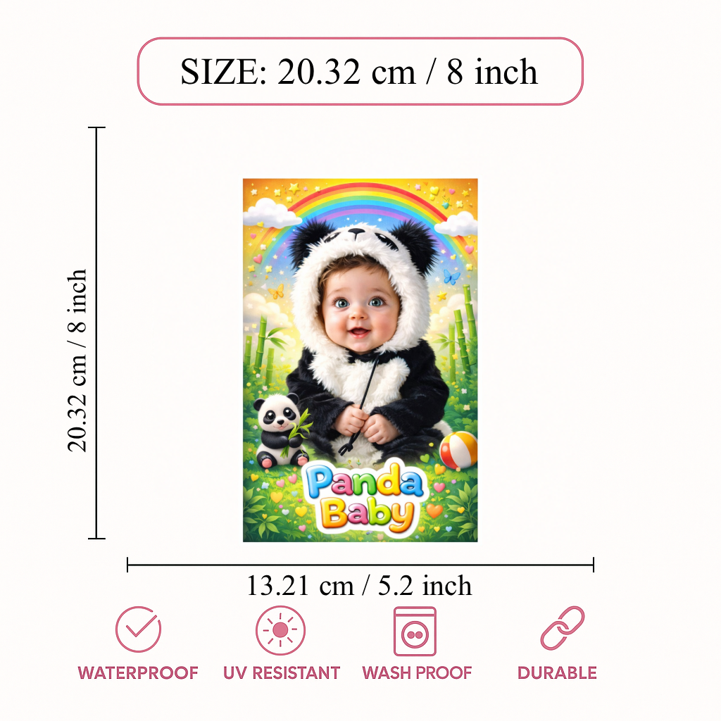 Smeeps Panda Baby Wall Poster – 20.32 × 13.21 cm (8 × 5.2 Inch) Cute Panda Theme Decorative Kids Poster | 300 GSM Non-Adhesive Nursery & Baby Room Wall Decor Poster for Home, Playroom & Daycare | Pack of 1
