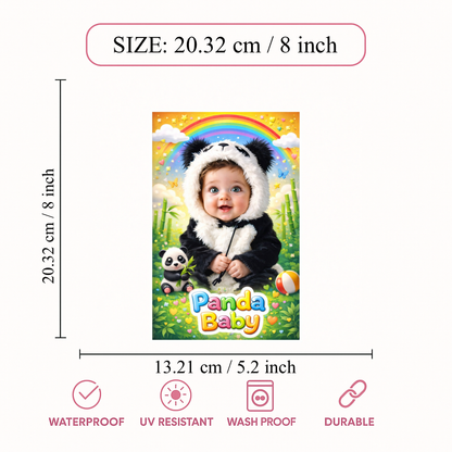 Smeeps Panda Baby Wall Poster – 20.32 × 13.21 cm (8 × 5.2 Inch) Cute Panda Theme Decorative Kids Poster | 300 GSM Non-Adhesive Nursery & Baby Room Wall Decor Poster for Home, Playroom & Daycare | Pack of 1
