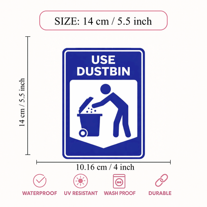 Smeeps Use Dustbin Sticker – 14 × 10.16 cm (5.5 × 4 Inch) Cleanliness Awareness Vinyl Sign | Waterproof UV Resistant Wash Proof Durable