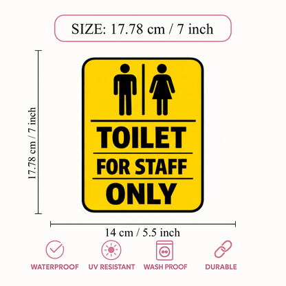 Smeeps Toilet for Staff Only Sticker – 17.78 × 14 cm (7 × 5.5 Inch) Waterproof Vinyl Staff Washroom Notice Sign | UV Resistant Wash Proof Office Toilet Sticker | Pack of 1
