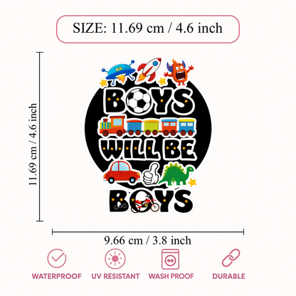 Smeeps “Boys Will Be Boys” Vinyl Sticker – 11.69 × 9.66 cm (4.6 × 3.8 Inch) Waterproof Kids Fun Sticker | Cartoon Vehicle Theme Decal | UV Resistant Wash Proof | Pack of 1