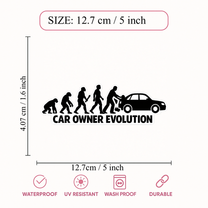 Smeeps Car Owner Evolution Sticker – 12.7 × 4.07 cm (5 × 1.6 Inch) Waterproof Vinyl Car Decal | Funny Car Enthusiast Sticker | UV Resistant | Pack of 1