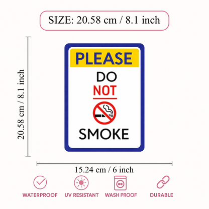 Smeeps Please Do Not Smoke Sign Sticker – 20.58 × 15.24 cm (8.1 × 6 Inch) No Smoking Warning Vinyl Sticker | Waterproof UV Resistant Wash Proof Durable