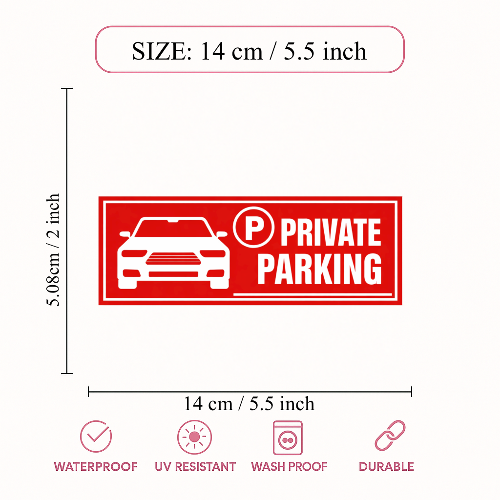 Smeeps Private Parking Sticker – 14 × 5.08 cm (5.5 × 2 Inch) Reserved Parking Vinyl Sign | Waterproof UV Resistant Wash Proof Durable