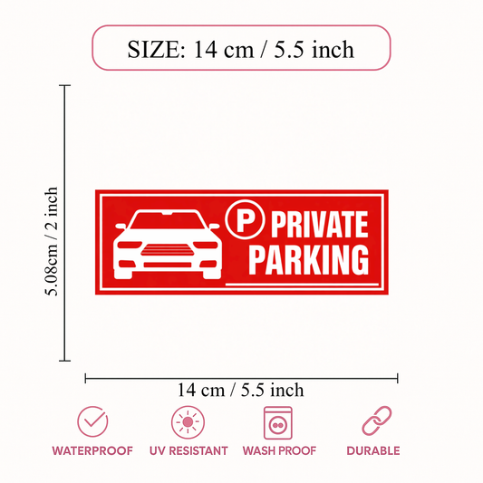 Smeeps Private Parking Sticker – 14 × 5.08 cm (5.5 × 2 Inch) Reserved Parking Vinyl Sign | Waterproof UV Resistant Wash Proof Durable