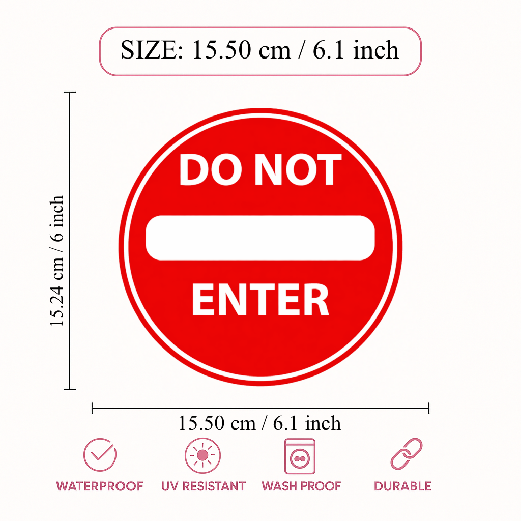 Smeeps Do Not Enter Safety Sign Sticker – 15.50 × 15.24 cm (6.1 × 6 Inch) Round No Entry Prohibition Vinyl Sign | Waterproof UV Resistant Wash Proof Durable