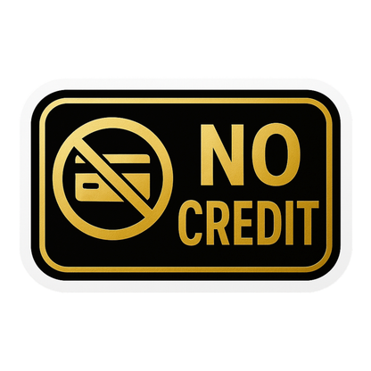 Smeeps No Credit Sticker – 23.37 x 15.24 cm Gold & Black Shop Notice Sign | Waterproof, Durable & Easy Peel Vinyl