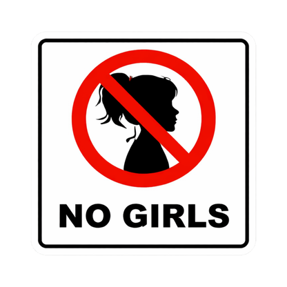 Smeeps “No Girls” Funny Warning Sticker – 10.16 × 10.16 cm (4 × 4 Inch) Waterproof Vinyl Decal for Bike, Car, Helmet & Laptop | Funny Attitude Sticker | Pack of 1