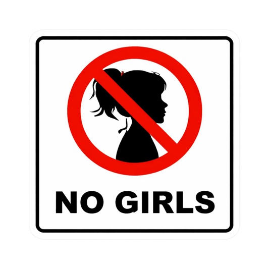 Smeeps “No Girls” Funny Warning Sticker – 10.16 × 10.16 cm (4 × 4 Inch) Waterproof Vinyl Decal for Bike, Car, Helmet & Laptop | Funny Attitude Sticker | Pack of 1