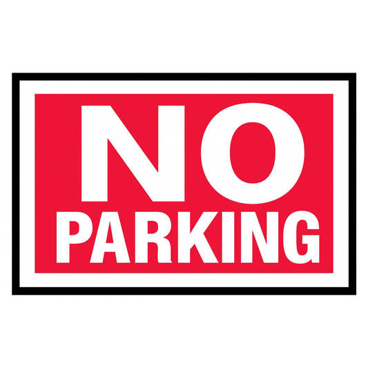 Smeeps NO PARKING Sign Sticker – 20.32 x 12.96 cm Bold Red Warning Label | Gate, Wall & Outdoor Use | Waterproof & UV-Resistant