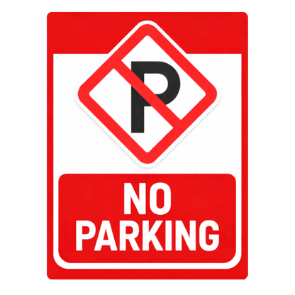 Smeeps No Parking Safety Sign Sticker – 20.32 × 15.24 cm (8 × 6 Inch) Red Parking Prohibited Vinyl Warning Sign | Waterproof UV Resistant Wash Proof Durable