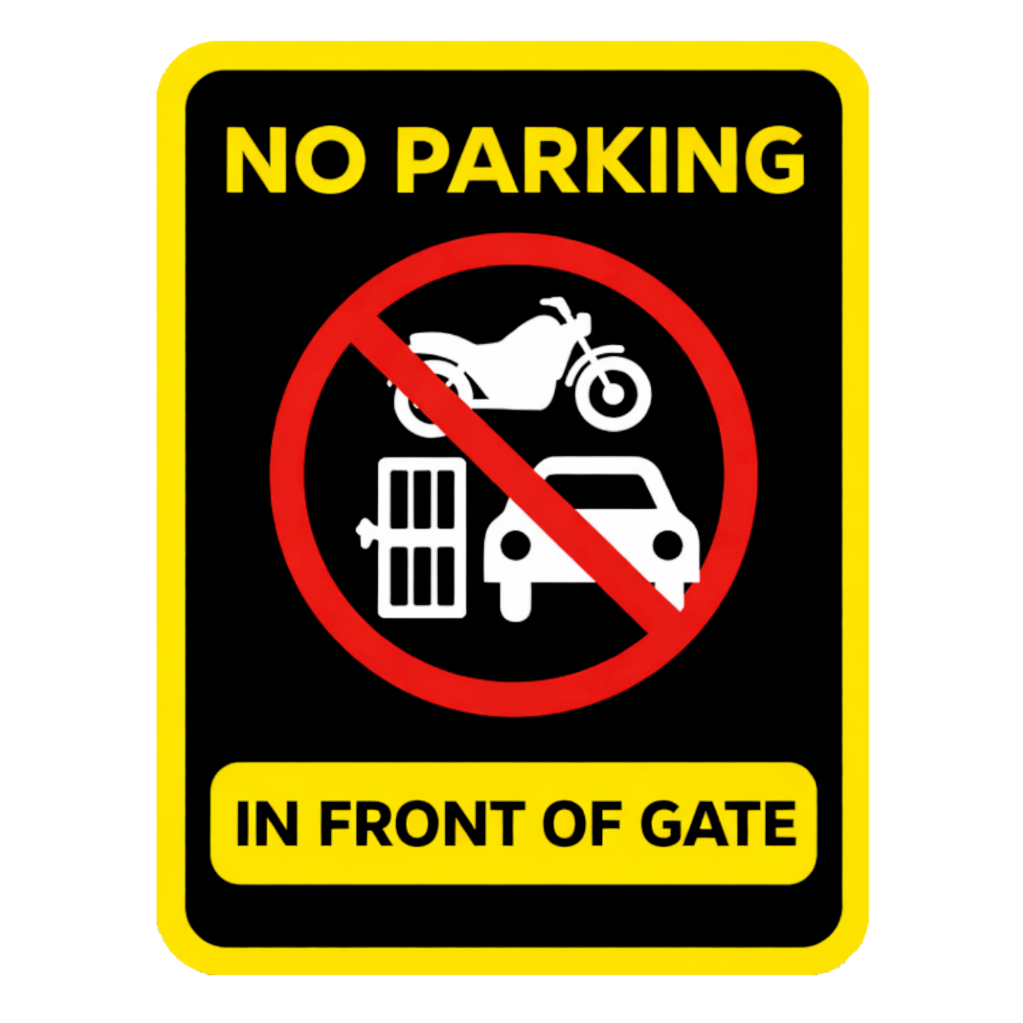 Smeeps No Parking in Front of Gate Safety Sign Sticker – 20.32 × 15.50 cm (8 × 6.1 Inch) Vehicle Parking Prohibited Vinyl Warning Sign | Waterproof UV Resistant Wash Proof Durable