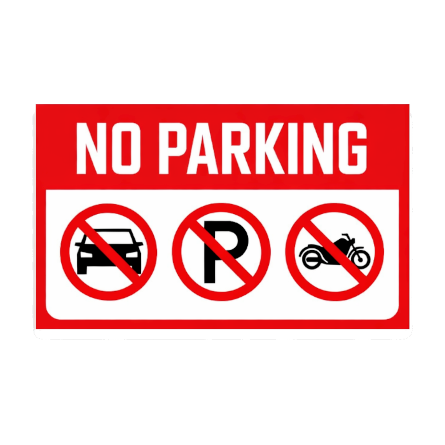 Smeeps No Parking Sign Sticker – 12.7 × 7.62 cm (5 × 3 Inch) Car & Bike Parking Prohibited Vinyl Warning Sticker | Waterproof UV Resistant Wash Proof Durable