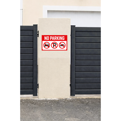 Smeeps No Parking Sign Sticker – 12.7 × 7.62 cm (5 × 3 Inch) Car & Bike Parking Prohibited Vinyl Warning Sticker | Waterproof UV Resistant Wash Proof Durable