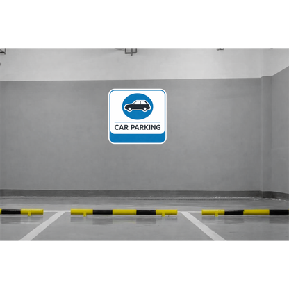 Smeeps Car Parking Sticker – 15.24 × 14.48 cm (6 × 5.7 Inch) Premium Vinyl Decal | Blue Car Parking Sign | Waterproof UV Resistant Wash Proof | Pack of 1