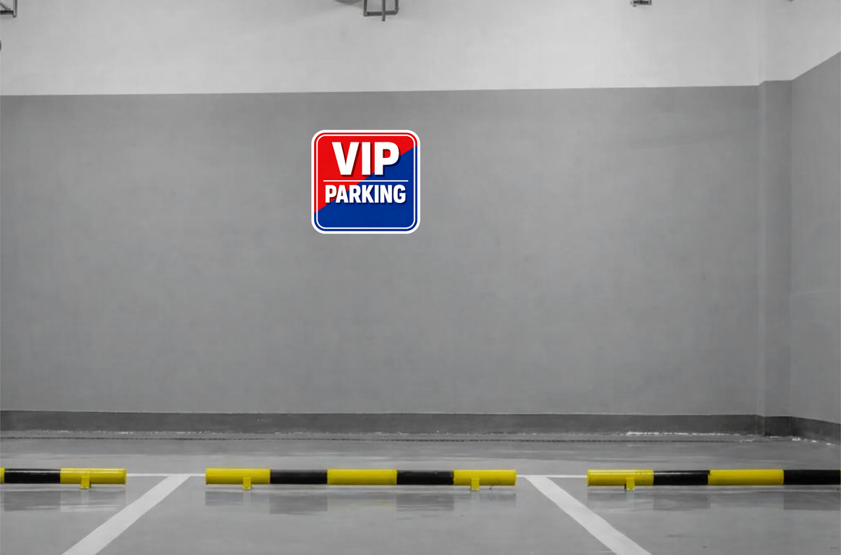 Smeeps VIP Parking Sign Sticker – 16.01 × 15.24 cm (6.3 × 6 Inch) Waterproof Vinyl Parking Sticker | UV Resistant Washproof VIP Parking Sign Board Decal for Garage, Parking Area, Office & Commercial Use | Pack of 1