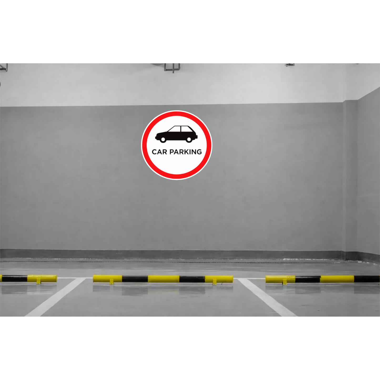 Smeeps Car Parking Sticker – 15.24 × 14.73 cm (6 × 5.8 Inch) Premium Vinyl Decal | Circular Car Parking Sign | Waterproof UV Resistant Wash Proof | Pack of 1