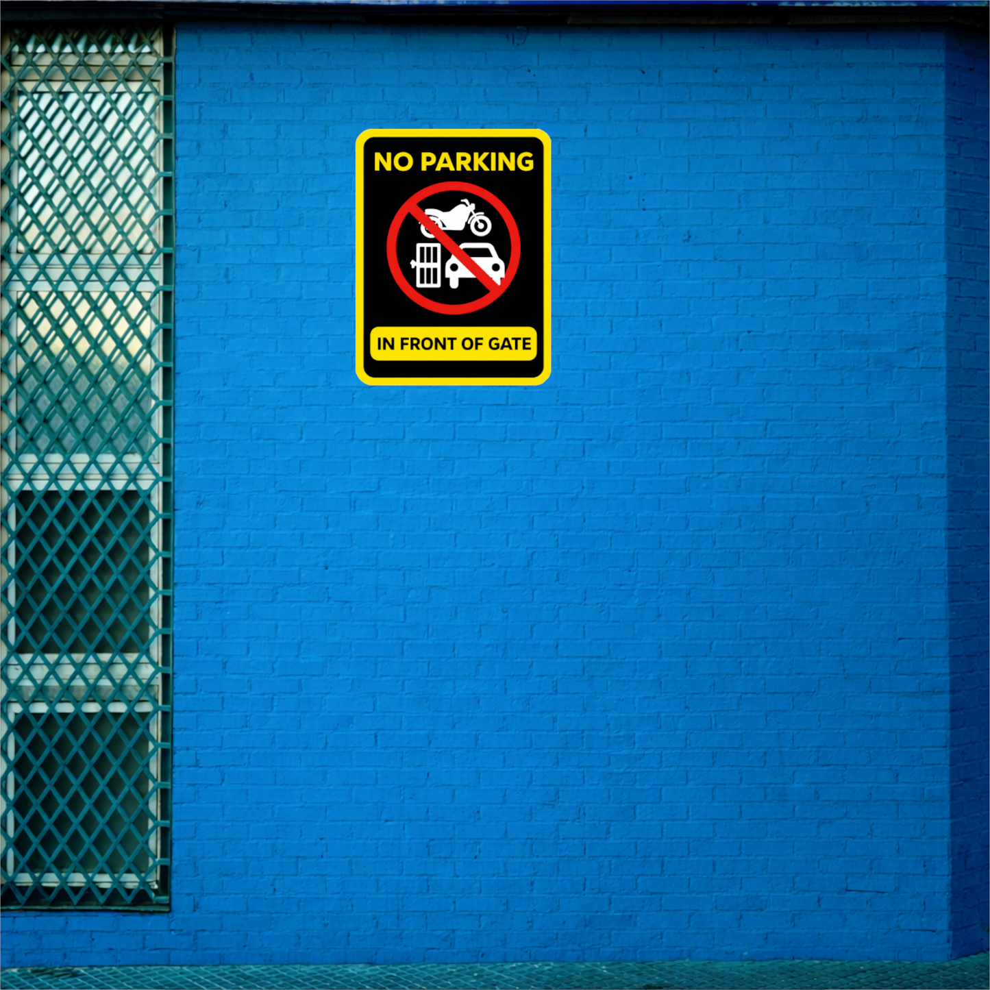 Smeeps No Parking in Front of Gate Safety Sign Sticker – 20.32 × 15.50 cm (8 × 6.1 Inch) Vehicle Parking Prohibited Vinyl Warning Sign | Waterproof UV Resistant Wash Proof Durable