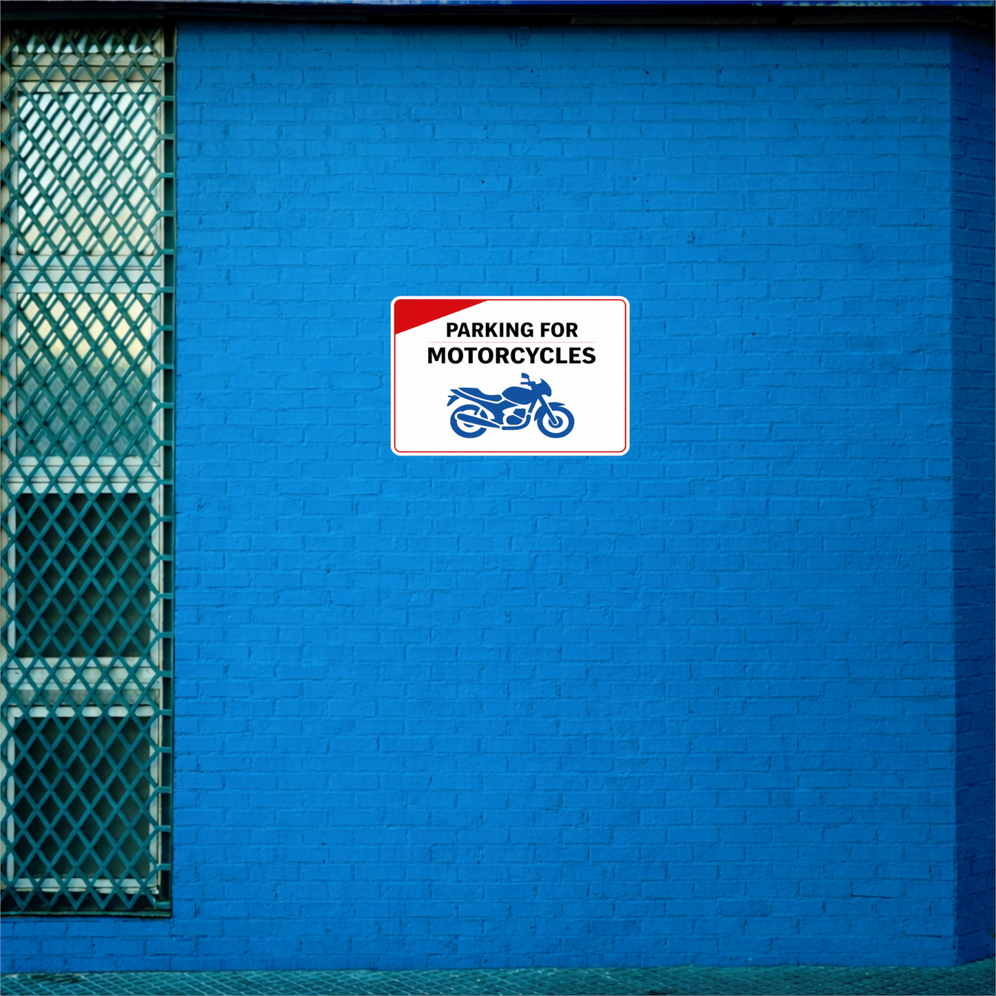 Smeeps Parking for Motorcycles Sticker – 15.24 × 10.16 cm (6 × 4 Inch) Premium Vinyl Decal | Two Wheeler Parking Sign Design | Waterproof UV Resistant Wash Proof | Pack of 1