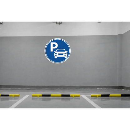 Smeeps Car Parking Sticker – 16.51 × 15.75 cm (6.5 × 6.2 Inch) Premium Vinyl Decal | Round Blue “P” Car Parking Sign | Waterproof UV Resistant Wash Proof | Pack of 1