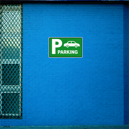 Smeeps Car Parking Sticker – 16.76 × 10.16 cm (6.6 × 4 Inch) Premium Vinyl Decal | Green “P” Car Parking Sign | Waterproof UV Resistant Wash Proof | Pack of 1