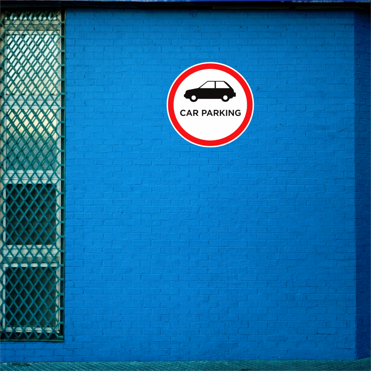 Smeeps Car Parking Sticker – 15.24 × 14.73 cm (6 × 5.8 Inch) Premium Vinyl Decal | Circular Car Parking Sign | Waterproof UV Resistant Wash Proof | Pack of 1