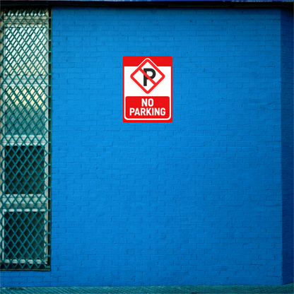 Smeeps No Parking Safety Sign Sticker – 20.32 × 15.24 cm (8 × 6 Inch) Red Parking Prohibited Vinyl Warning Sign | Waterproof UV Resistant Wash Proof Durable