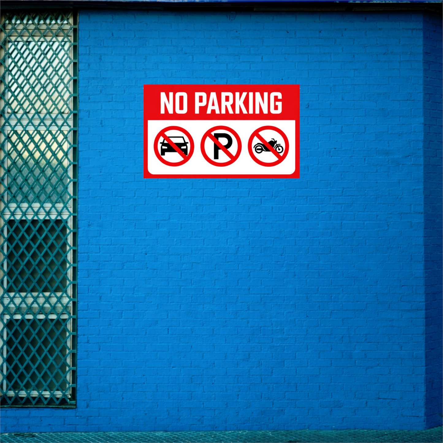 Smeeps No Parking Sign Sticker – 12.7 × 7.62 cm (5 × 3 Inch) Car & Bike Parking Prohibited Vinyl Warning Sticker | Waterproof UV Resistant Wash Proof Durable