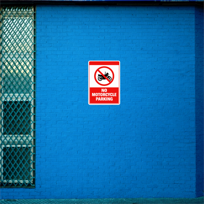 Smeeps No Motorcycle Parking Sticker – 15.24 × 10.92 cm (6 × 4.3 Inch) Premium Vinyl Sign | Bold Red Warning Design | Waterproof UV Resistant Wash Proof | Pack of 1