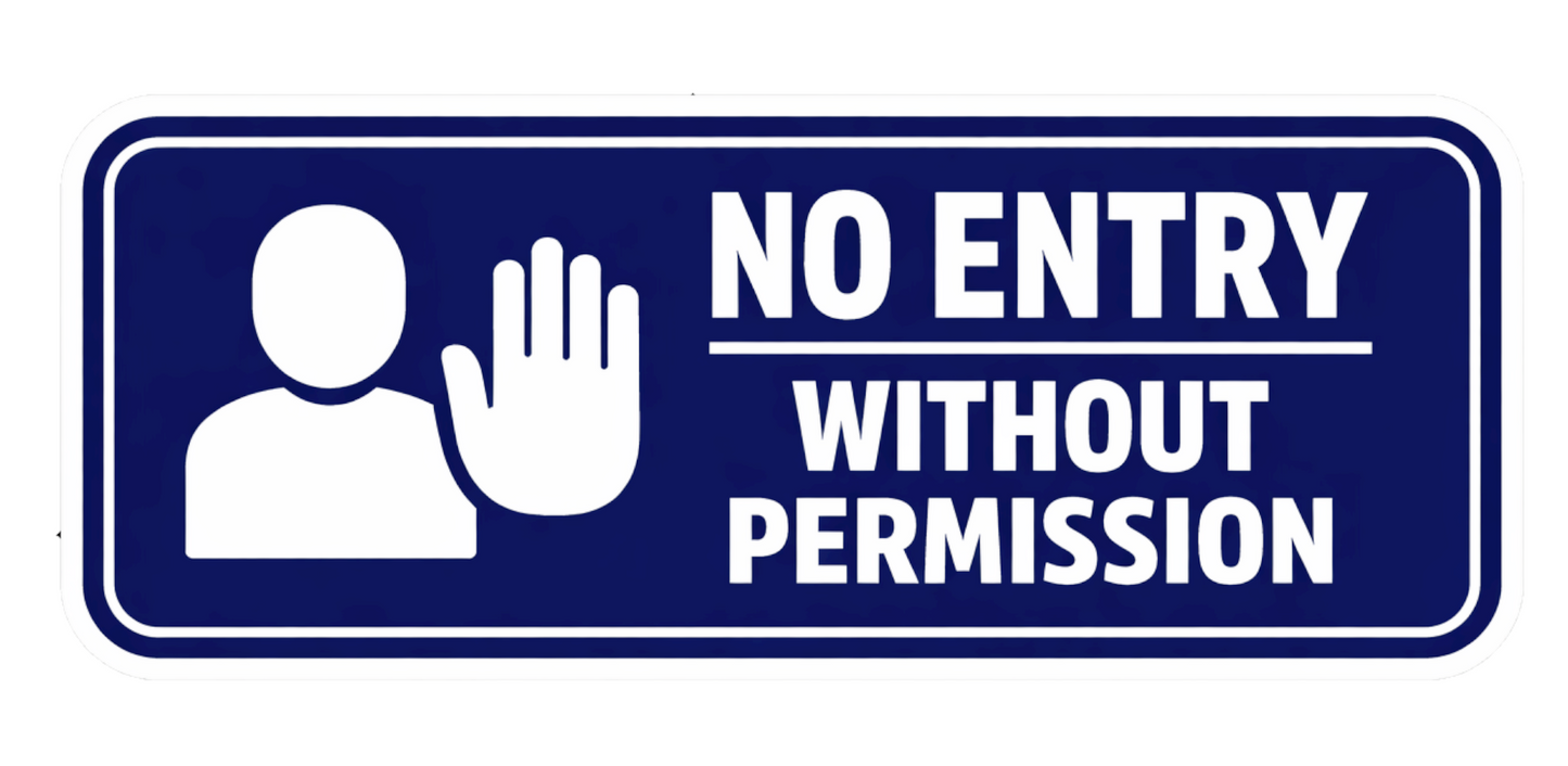 Smeeps No Entry Without Permission Sticker – 20.32 × 8.13 cm (8 × 3.2 Inch) Waterproof Vinyl Door Sign | Office Security Warning Sticker | UV Resistant Washproof Signage Decal | Pack of 1