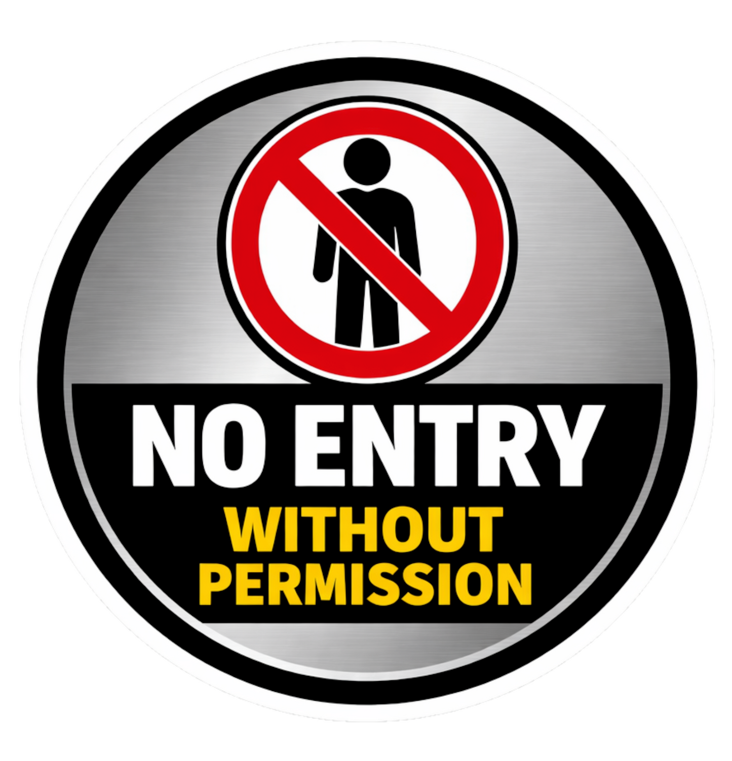 Smeeps No Entry Without Permission Round Sticker – 15.50 × 15.24 cm (6.1 × 6 Inch) Waterproof Vinyl Door Sign | Restricted Access Warning Decal | UV Resistant Washproof Office Safety Sticker | Pack of 1