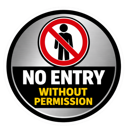 Smeeps No Entry Without Permission Round Sticker – 15.50 × 15.24 cm (6.1 × 6 Inch) Waterproof Vinyl Door Sign | Restricted Access Warning Decal | UV Resistant Washproof Office Safety Sticker | Pack of 1