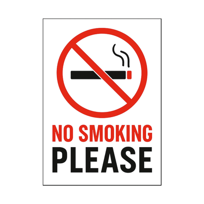 Smeeps No Smoking Please Sticker – 20.32 x 14.48 cm Safety Warning Sign | Waterproof & UV-Resistant Vinyl for Office, Shops & Public Areas