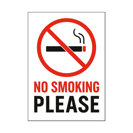 Smeeps No Smoking Please Sticker – 20.32 x 14.48 cm Safety Warning Sign | Waterproof & UV-Resistant Vinyl for Office, Shops & Public Areas