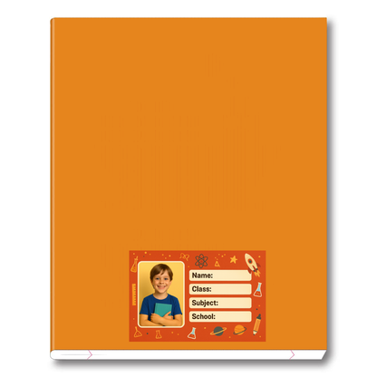 Smeeps Personalized School Book Label – Custom Photo Name Sticker for Kids | 3.5 x 2 Inch Orange Theme Labels | Pack of 10