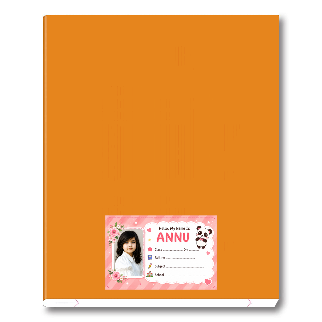 Custom Photo Panda School Name Labels – 7.62 × 5.08 cm (3 × 2 Inch) Personalized Waterproof Kids Notebook Stickers for School Books, Water Bottles & Accessories | Cute Pink Panda Theme Pack of 36