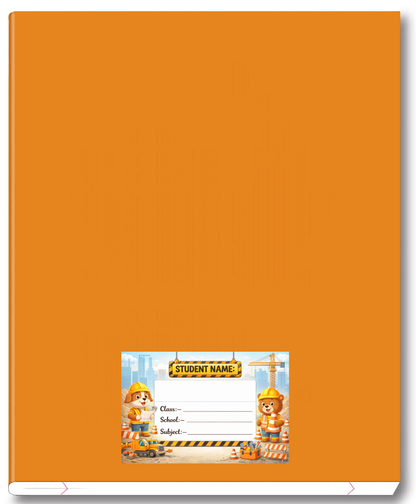 Smeeps Construction Theme School Name Labels Sticker – 7.62 × 5.08 cm (3 × 2 Inch) Personalized Writable Notebook Labels for Kids | Cute Builder Animal Design Sticker Pack of 10