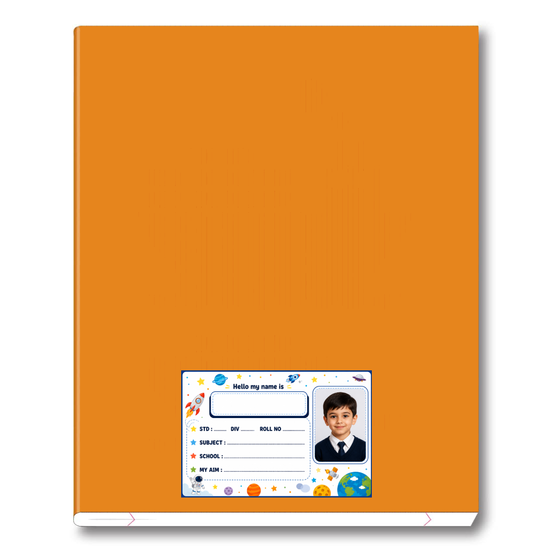 Custom Photo Space Theme School Name Labels – 7.62 × 5.08 cm (3 × 2 Inch) Personalized Waterproof Kids Notebook Stickers for School Books, Water Bottles & Accessories | Rocket & Galaxy Design Pack of 36