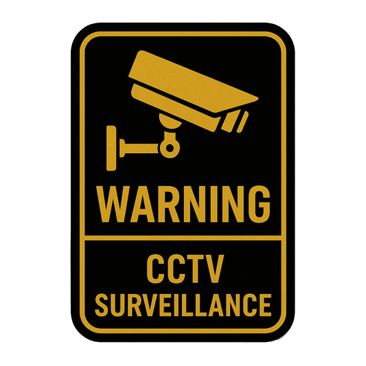 Smeeps Warning CCTV Surveillance Sticker – 10.67 x 15.24 cm Gold & Black Security Sign | Waterproof, Durable & High Visibility
