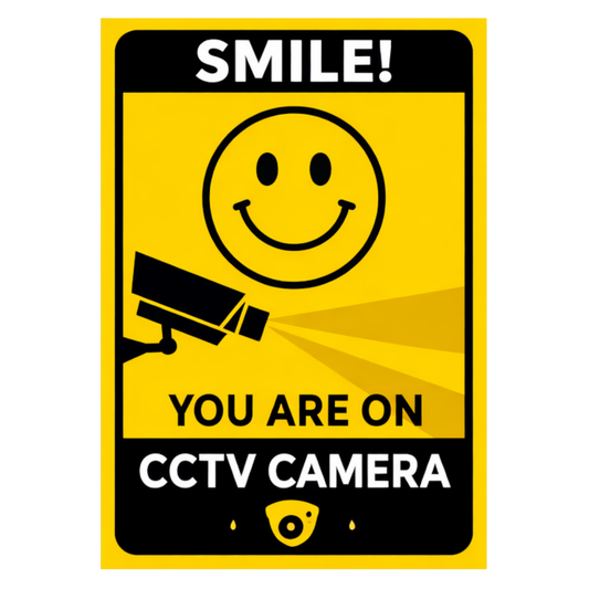 Smeeps Smile! You Are on CCTV Camera Warning Sticker – 20.32 × 14.23 cm (8 × 5.6 Inch) Surveillance Security Vinyl Sign | Waterproof UV Resistant Wash Proof Durable